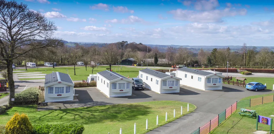 Modern static caravan interior at a UK holiday park